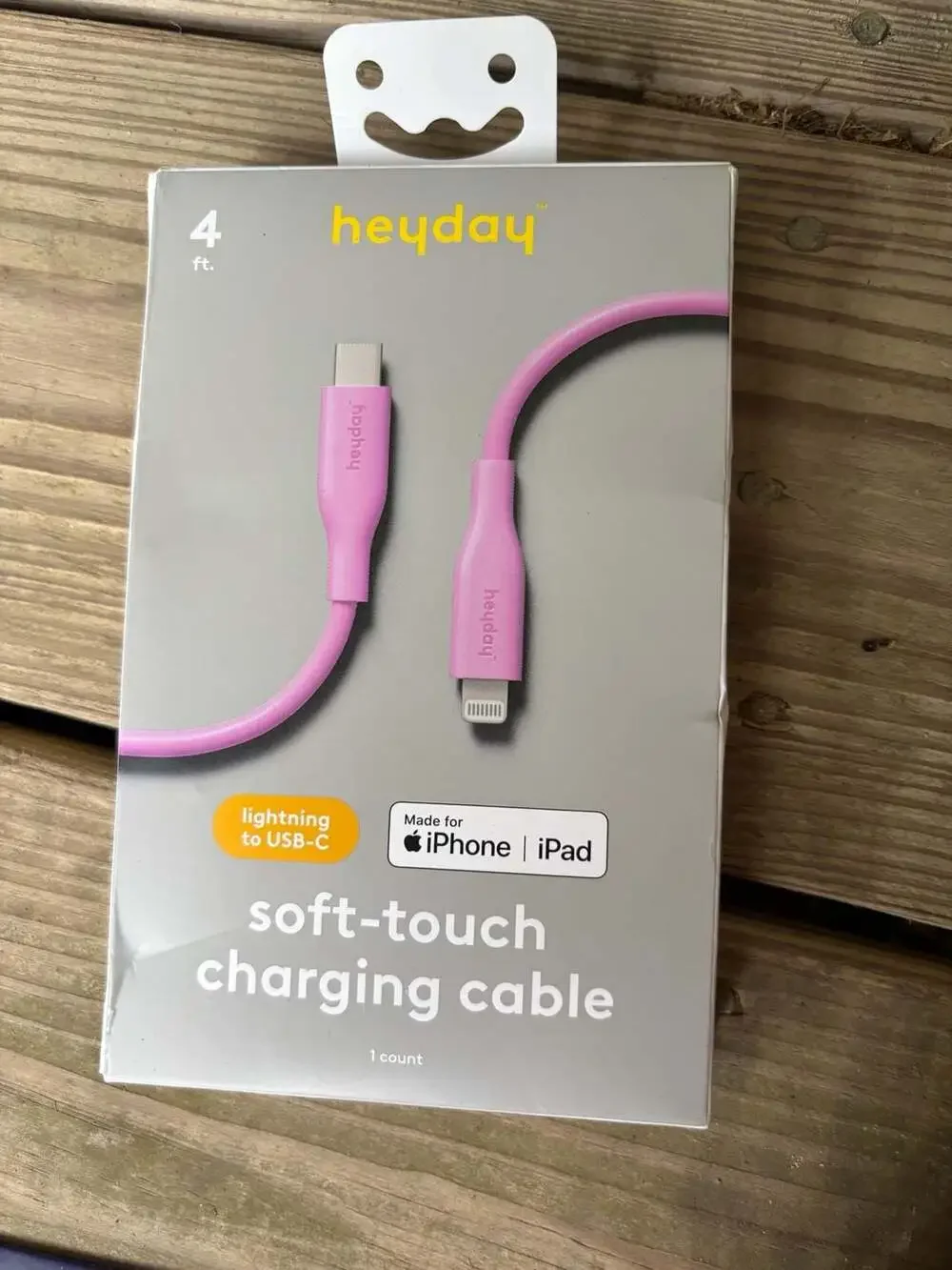 heyday 4ft Lightning to USB-C Soft-Touch Charging Cable Bright Lilac